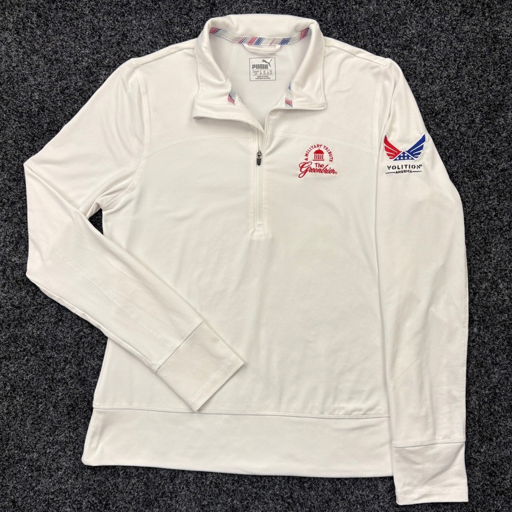 Puma Volition America Greenbrier Military Tribute 1/4 Zip Pullover White Large